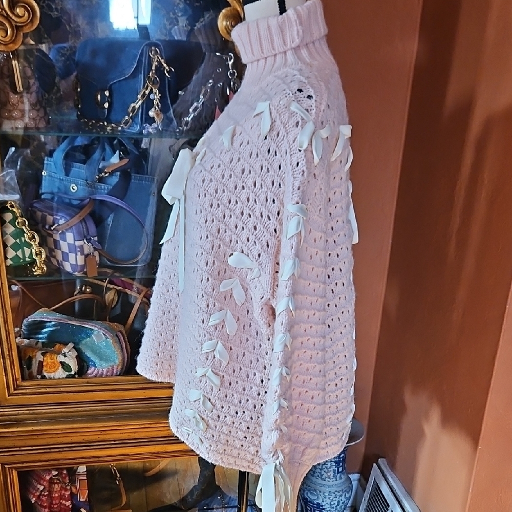 Pink Knit Sweater with Ribbon Details - Picture 4 of 12